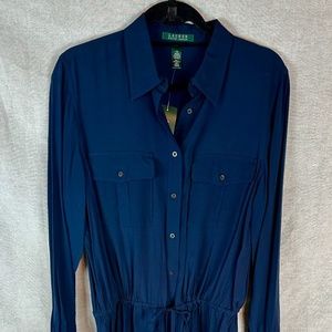 Lauren Navy Dress mid length New size 14